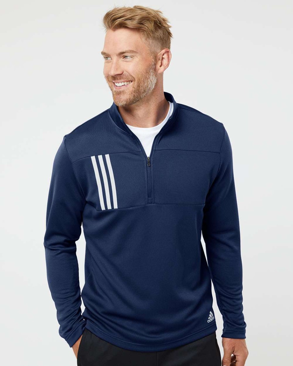 adidas 3-Stripes Double Knit Quarter-Zip Pullover Product Image