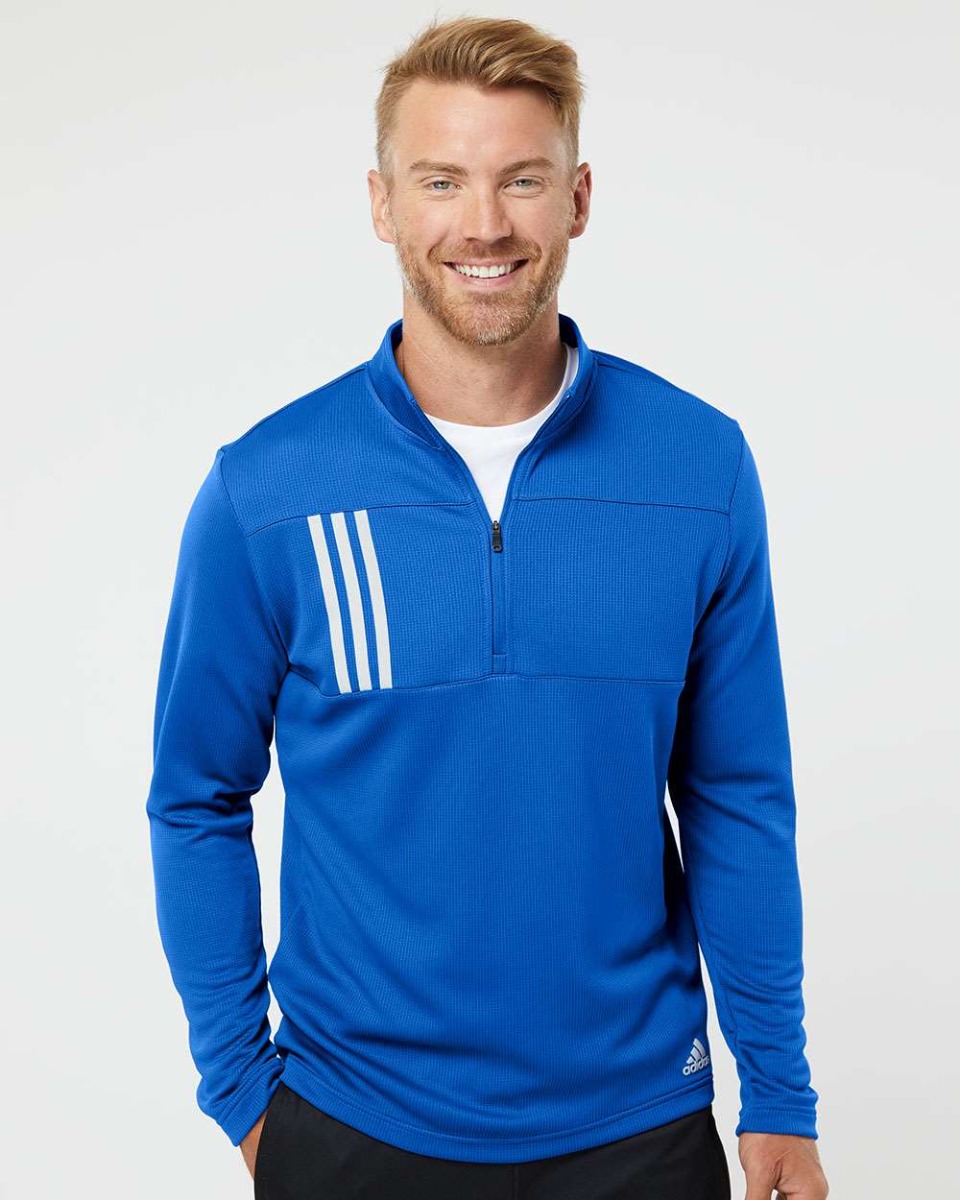 adidas 3-Stripes Double Knit Quarter-Zip Pullover Product Image