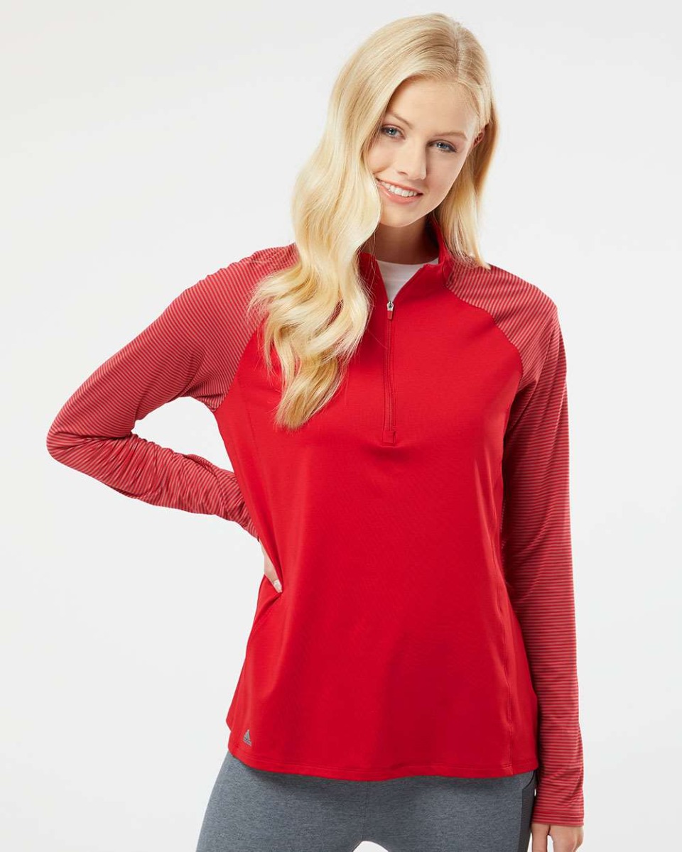 adidas Women's Stripe Block Quarter-Zip Pullover Product Image