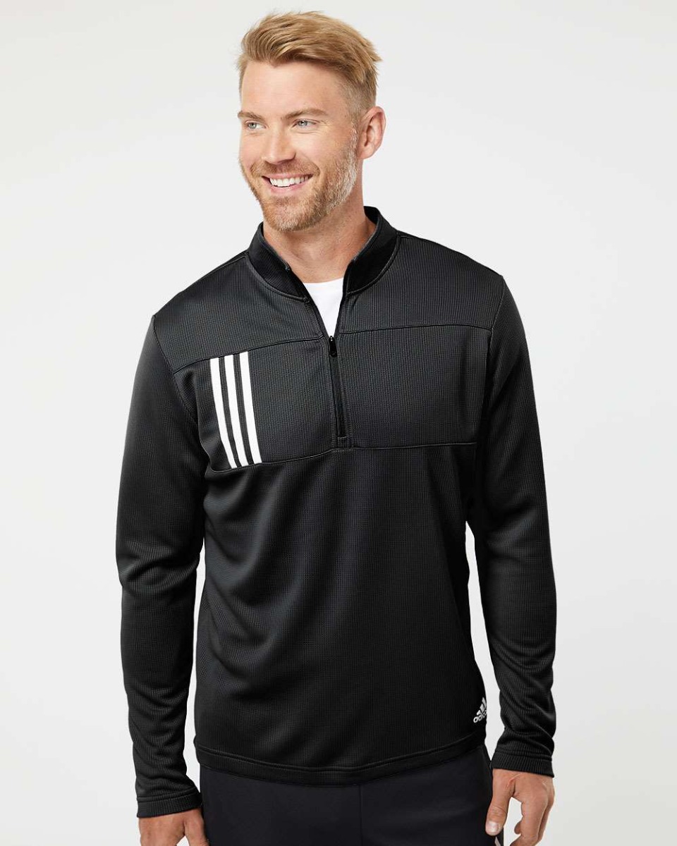 adidas 3-Stripes Double Knit Quarter-Zip Pullover Product Image