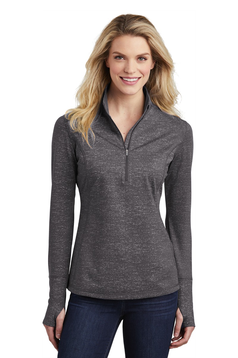 Sport-Tek Women's Sport-Wick® Stretch Reflective Heather 1/2-Zip Pullover Product Image
