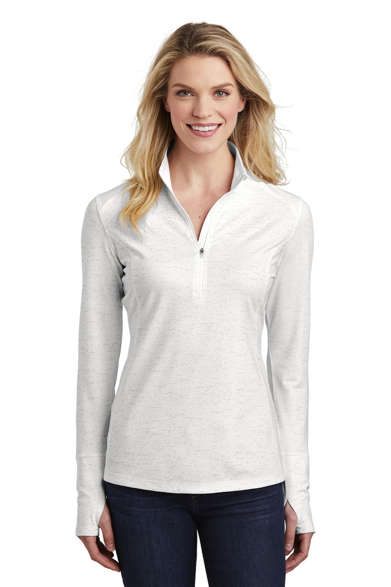 Sport-Tek Women's Sport-Wick® Stretch Reflective Heather 1/2-Zip Pullover Product Image