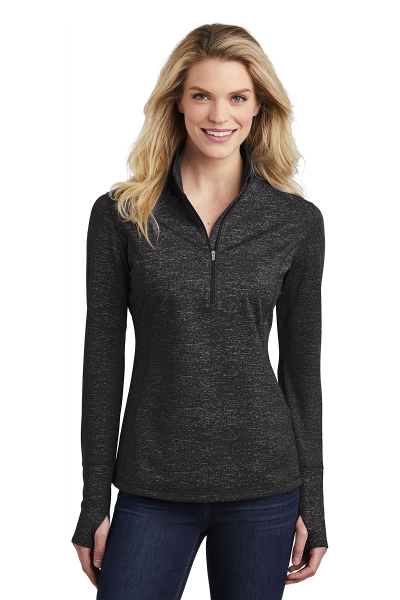 Sport-Tek Women's Sport-Wick® Stretch Reflective Heather 1/2-Zip Pullover Product Image