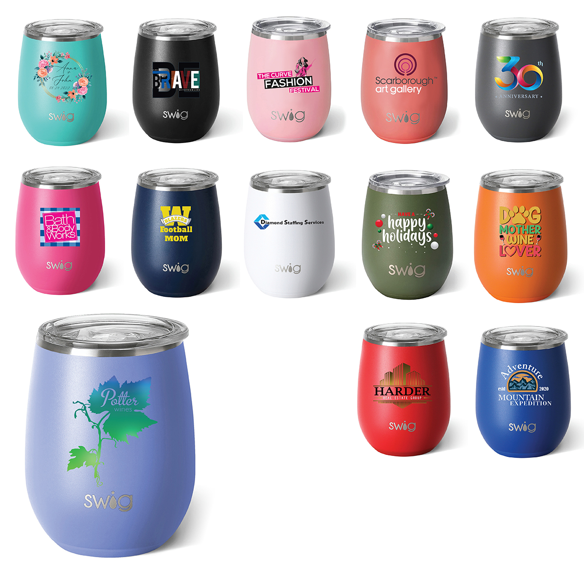 Swig Life™ Full Color Matte Stemless Wine Cup - 14 oz. Product Image