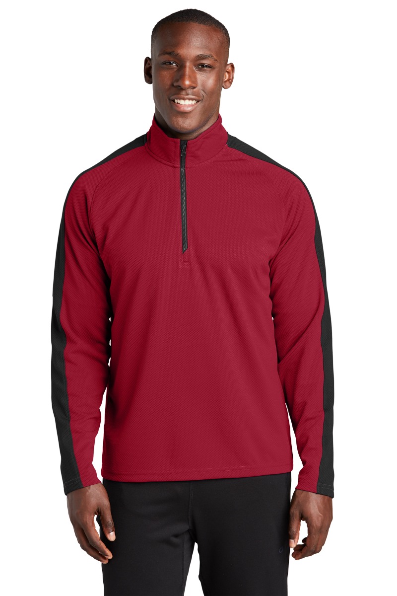 Sport-Tek Sport-Wick® Textured Colorblock 1/4-Zip Pullover Product Image