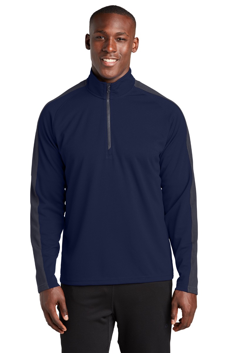 Sport-Tek Sport-Wick® Textured Colorblock 1/4-Zip Pullover Product Image