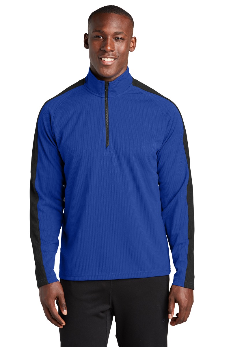 Sport-Tek Sport-Wick® Textured Colorblock 1/4-Zip Pullover Product Image