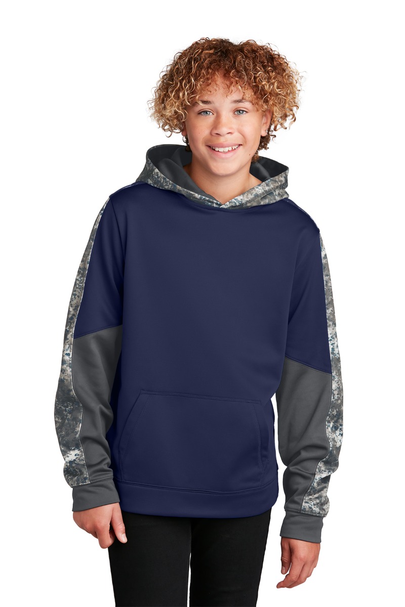 Sport-Tek Youth Sport-Wick® Mineral Freeze Fleece Colorblock Hooded Pullover Product Image