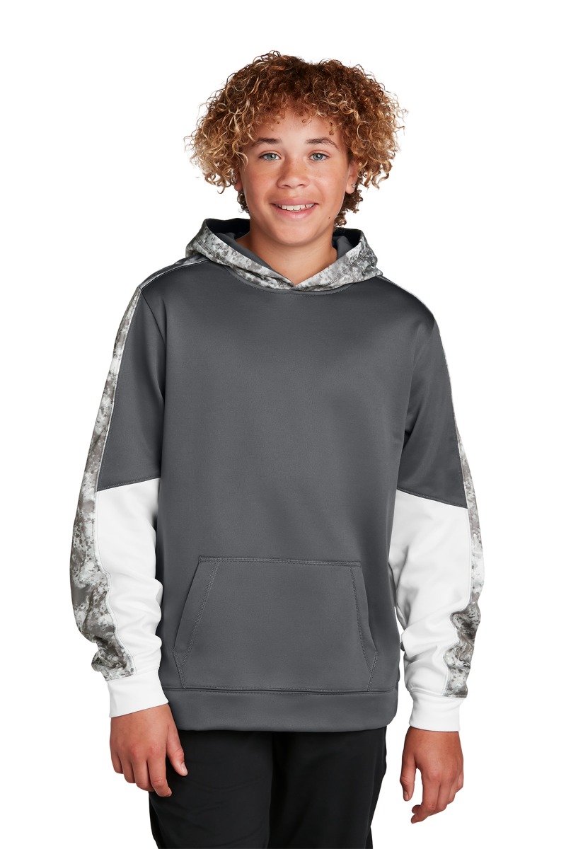 Sport-Tek Youth Sport-Wick® Mineral Freeze Fleece Colorblock Hooded Pullover Product Image