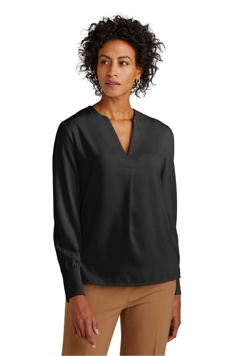 Brooks Brothers® Women’s Open-Neck Satin Blouse Product Image