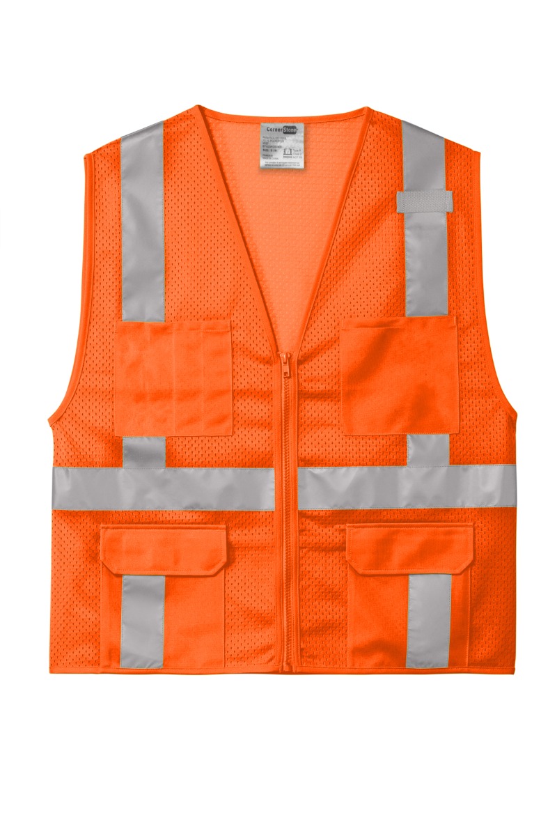 CornerStone ANSI 107 Class 2 Mesh Six-Pocket Zippered Vest Product Image