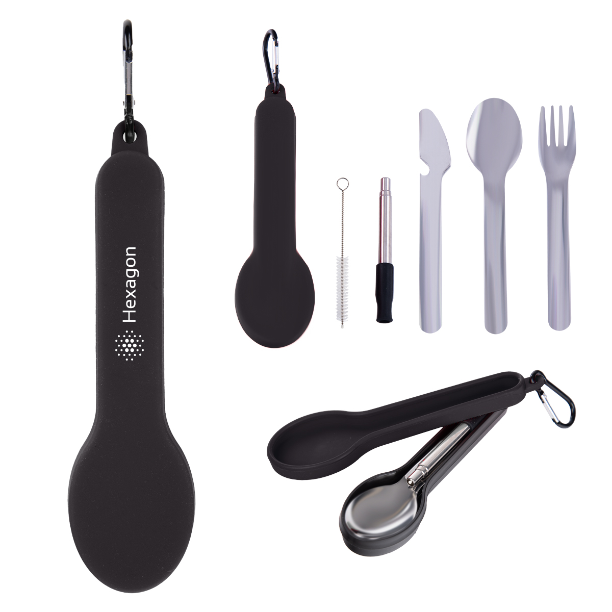Travel Utensil Set with Silicone Holder Product Image