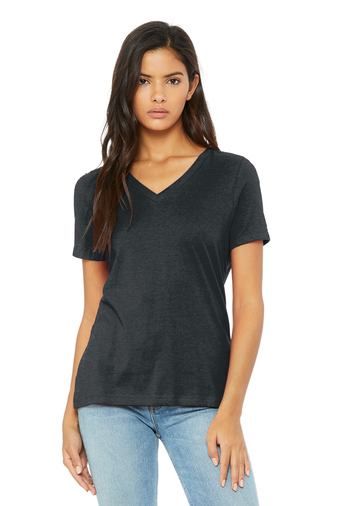 BELLA+CANVAS Women’s Relaxed Heather CVC V-Neck Tee Product Image