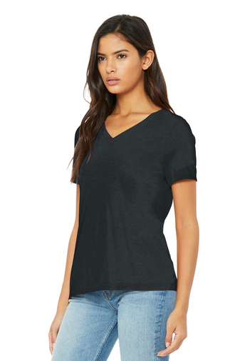 BELLA+CANVAS Women’s Relaxed Heather CVC V-Neck Tee Product Image