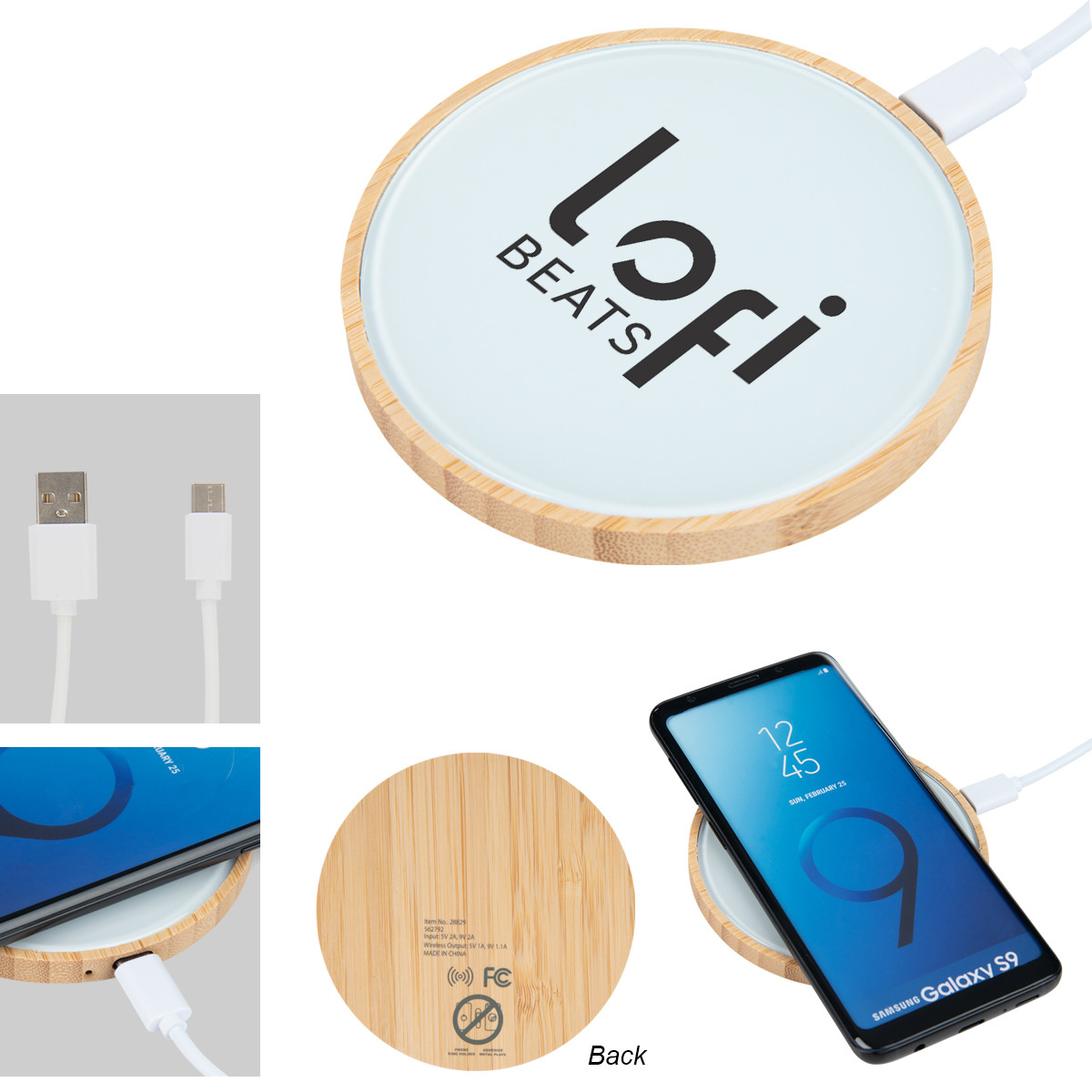 10W Glass & Bamboo Wireless Charger Product Image