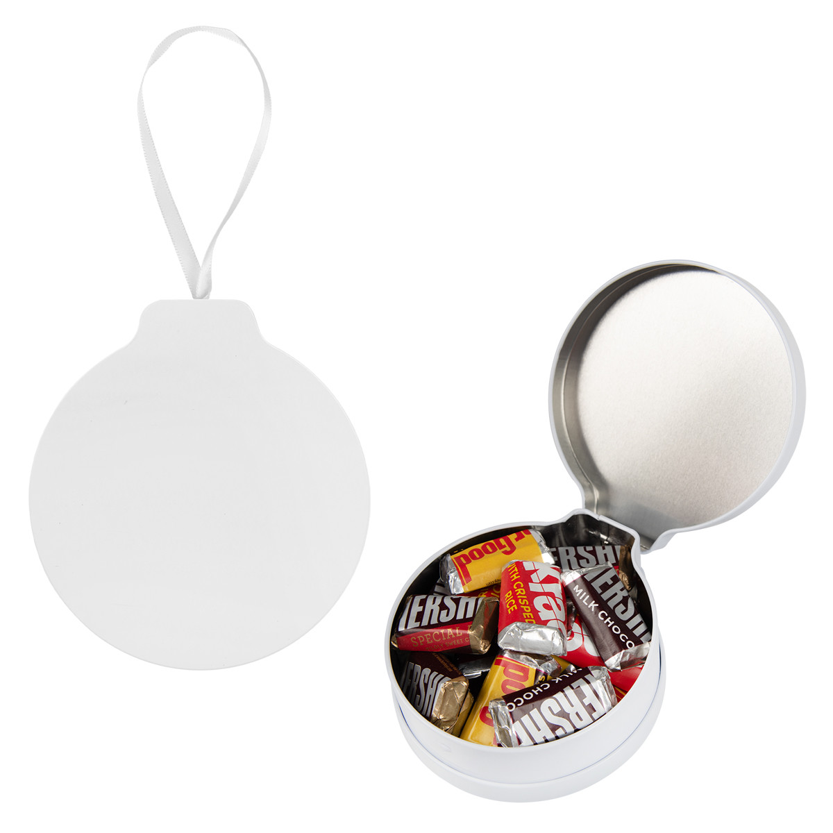 Full Color Ornament Tin with Candy Fill Options Product Image
