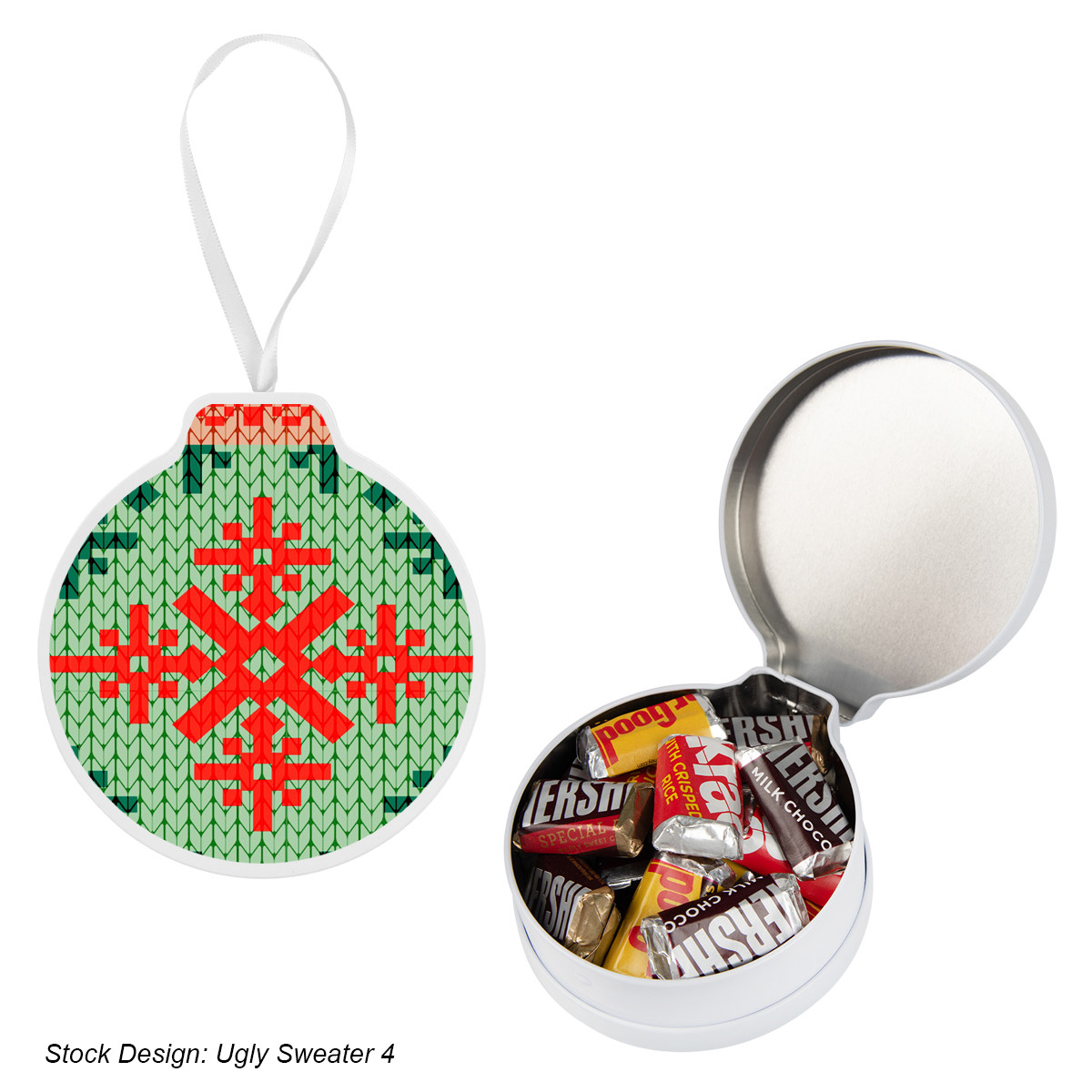 Full Color Ornament Tin with Candy Fill Options Product Image