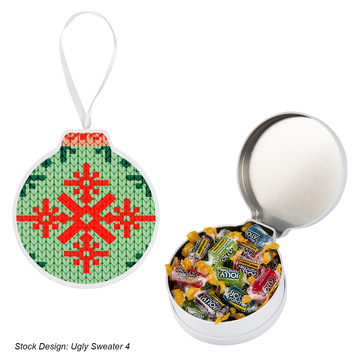 Full Color Ornament Tin with Candy Fill Options Product Image