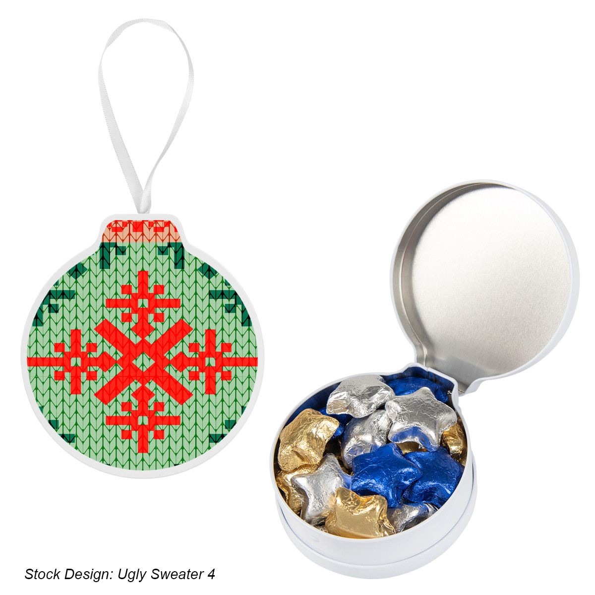 Full Color Ornament Tin with Candy Fill Options Product Image