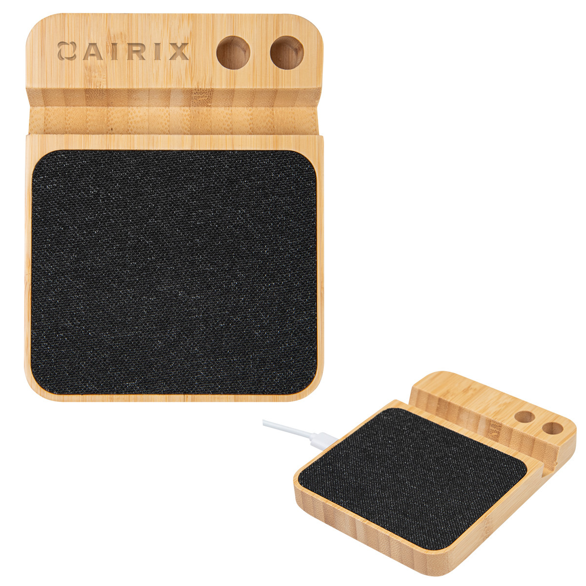 10W Bamboo Wireless Charger with Pen Holder Product Image