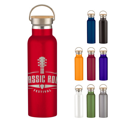 Full Laser Tipton Stainless Steel Bottle with Bamboo Lid - 21 oz. Product Image