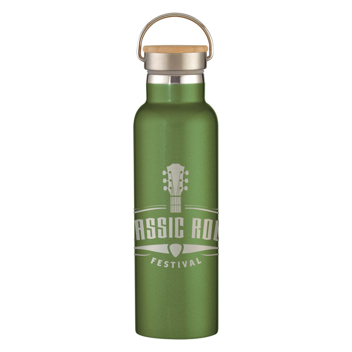 Full Laser Tipton Stainless Steel Bottle with Bamboo Lid - 21 oz. Product Image