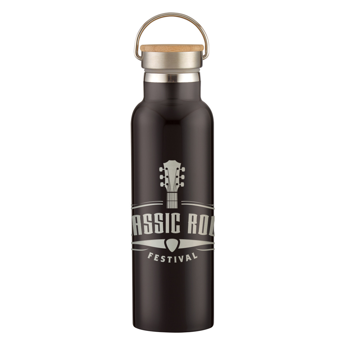 Full Laser Tipton Stainless Steel Bottle with Bamboo Lid - 21 oz. Product Image