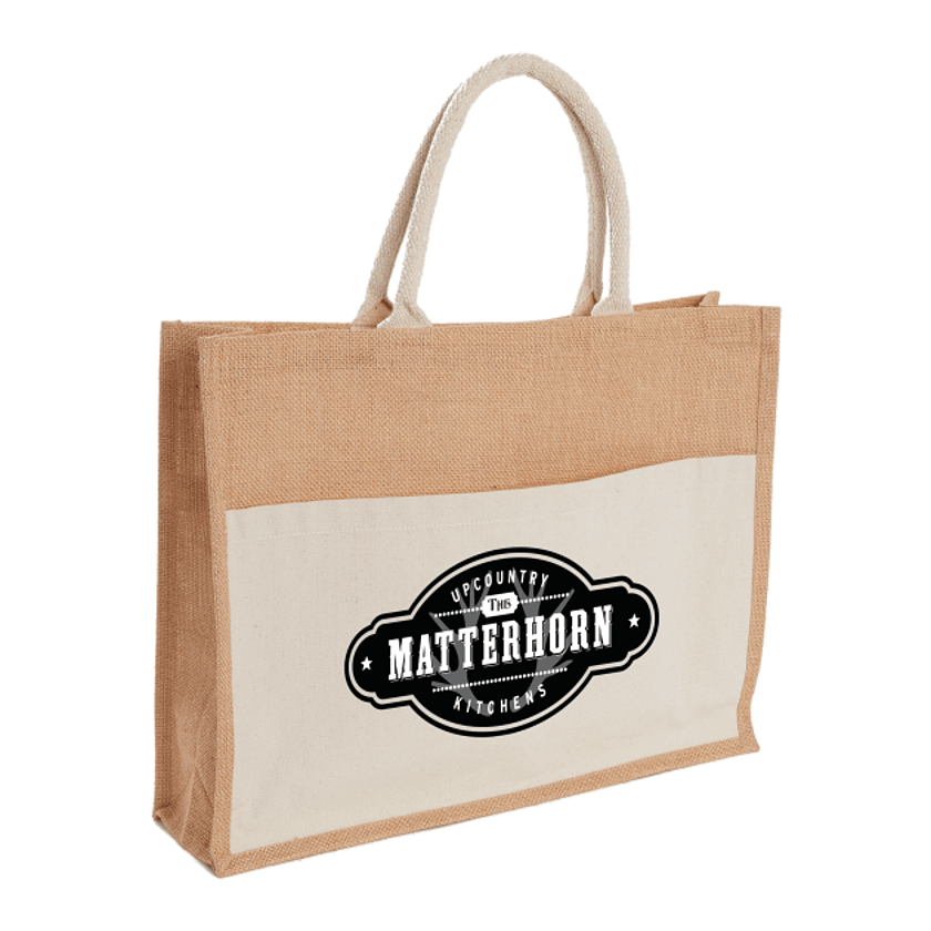 Jute Shopper Tote with Recycled Cotton Pocket Product Image