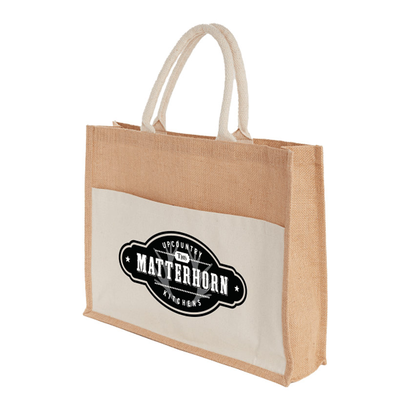 Jute Shopper Tote with Recycled Cotton Pocket Product Image