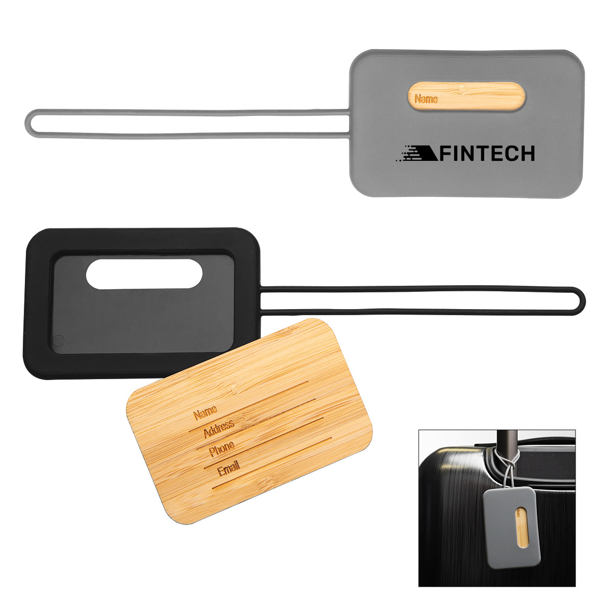 First Class Bamboo & Silicone Luggage Tag Product Image