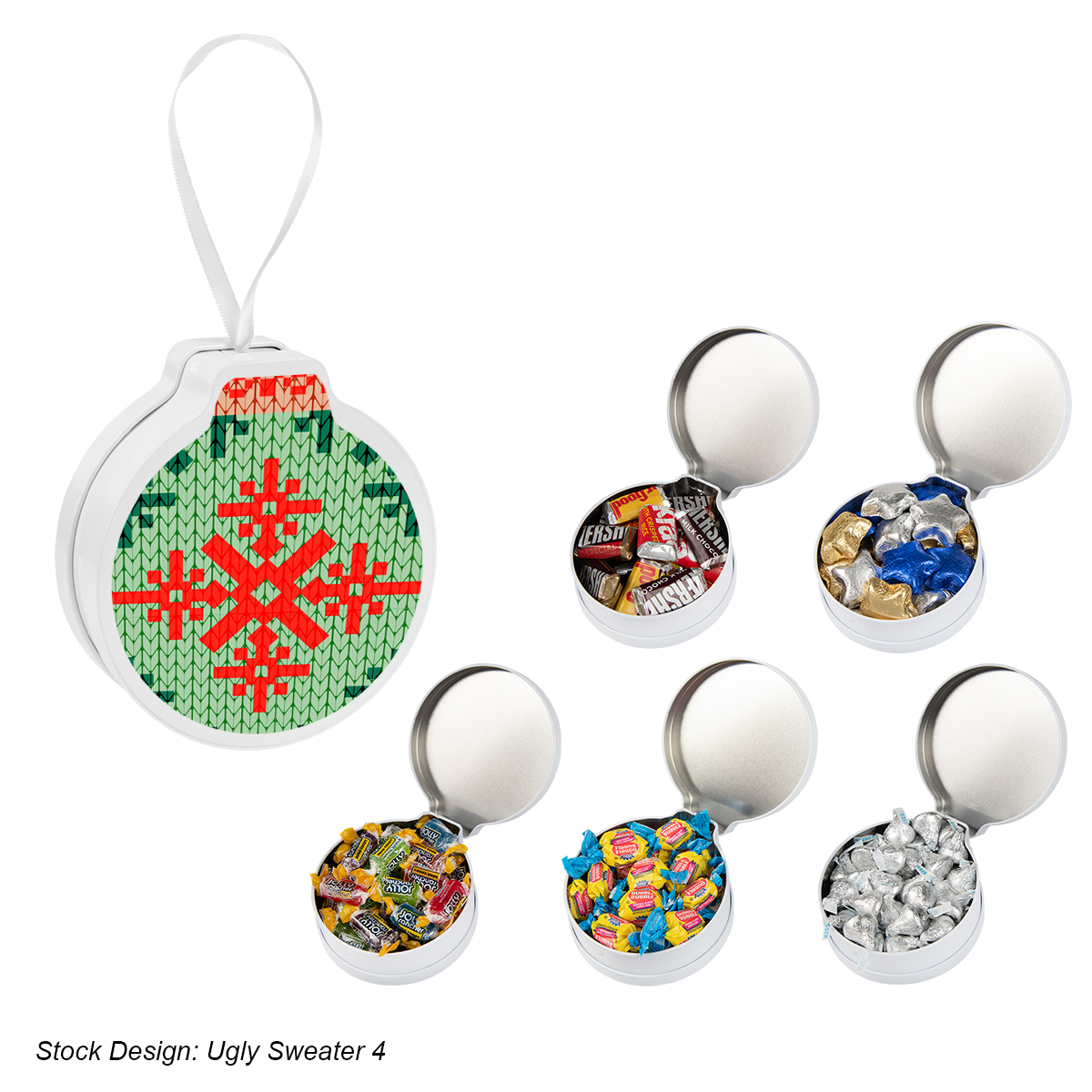 Full Color Ornament Tin with Candy Fill Options Product Image