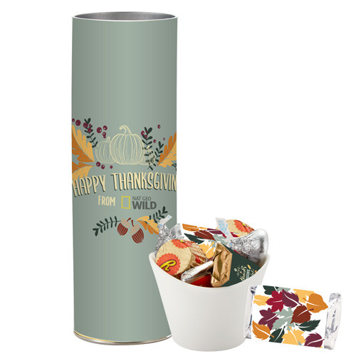 Thanksgiving 8" Snack Tube with Custom HERSHEY'S® Everyday Mix Product Image