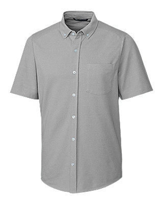 Cutter & Buck® Men's Advantage Tri-Blend Pique Short Sleeve Knitted Button Down Product Image