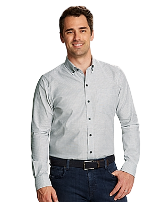 Cutter & Buck® Men's Long Sleeve Tailored Fit Stretch Oxford Stripe Shirt Product Image