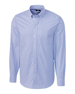 Cutter & Buck® Men's Long Sleeve Tailored Fit Stretch Oxford Stripe Shirt Product Image