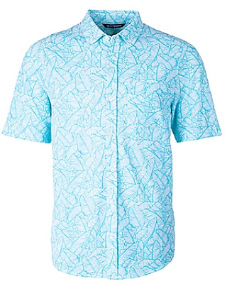 Cutter & Buck® Men's Advantage Oxford Print Button Front Short-Sleeve Shirt Product Image