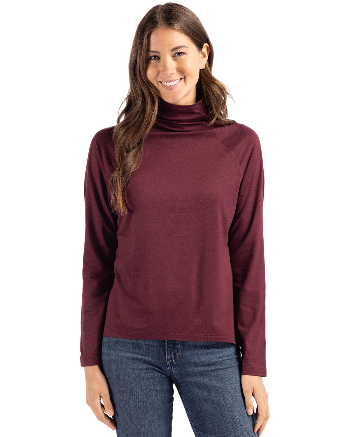 Cutter & Buck® Women's Coastline Epic Comfort Eco Recycled Funnel Neck Shirt Product Image