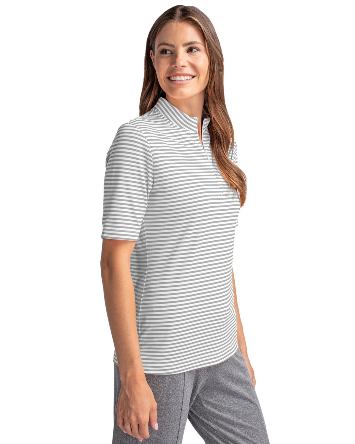 Cutter & Buck® Women's Virtue Eco Pique Stripe Recycled Top Product Image