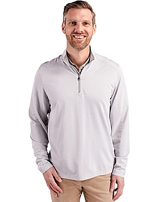 Cutter & Buck® Men's Virtue Eco Pique Micro Stripe Recycled Quarter Zip Product Image
