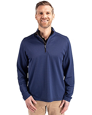 Cutter & Buck® Men's Virtue Eco Pique Micro Stripe Recycled Quarter Zip Product Image