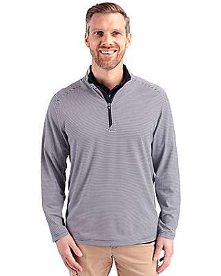 Cutter & Buck® Men's Virtue Eco Pique Micro Stripe Recycled Quarter Zip Product Image
