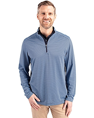 Cutter & Buck® Men's Virtue Eco Pique Micro Stripe Recycled Quarter Zip Product Image