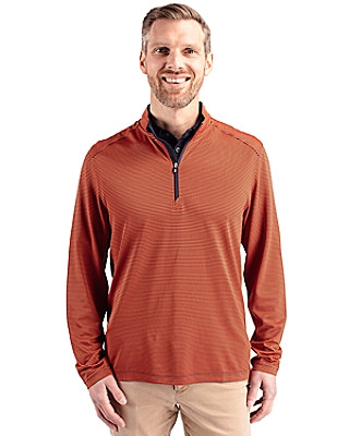 Cutter & Buck® Men's Virtue Eco Pique Micro Stripe Recycled Quarter Zip Product Image