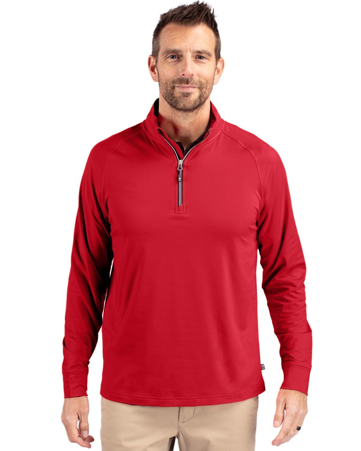 Cutter & Buck® Men's Adapt Eco Knit Stretch Recycled Quarter Zip Pullover Product Image