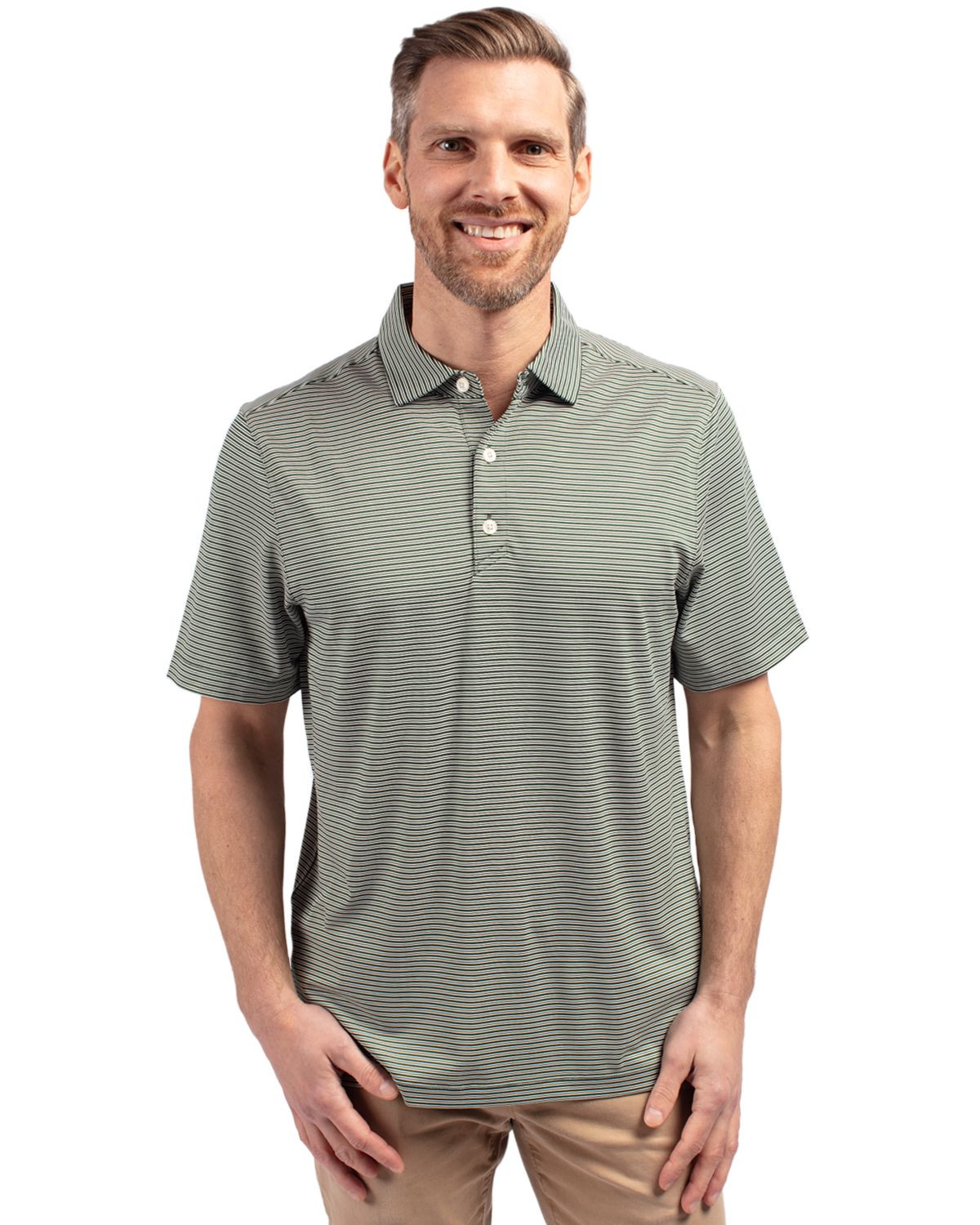 Cutter & Buck® Men's Forge Eco Double Stripe Stretch Recycled Polo Product Image