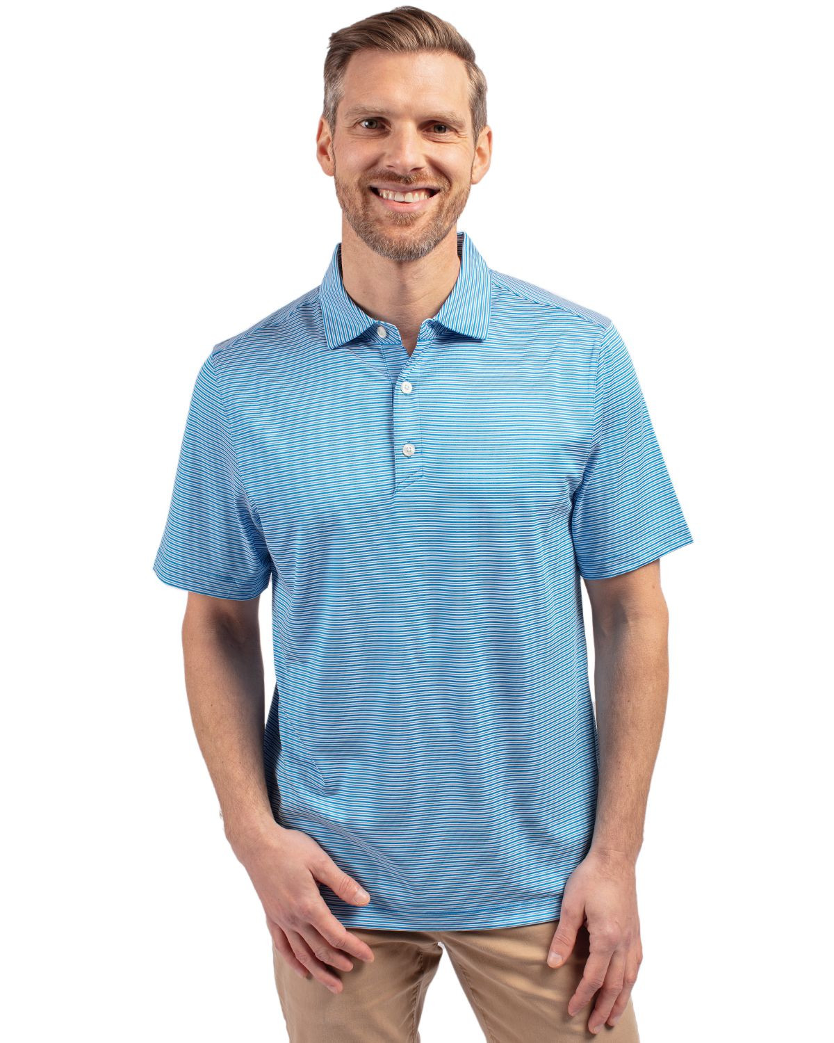 Cutter & Buck® Men's Forge Eco Double Stripe Stretch Recycled Polo Product Image