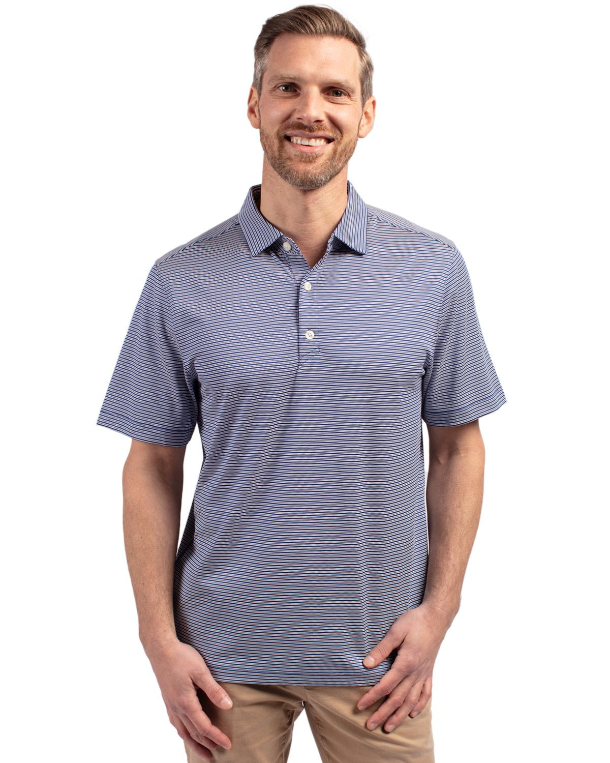 Cutter & Buck® Men's Forge Eco Double Stripe Stretch Recycled Polo Product Image