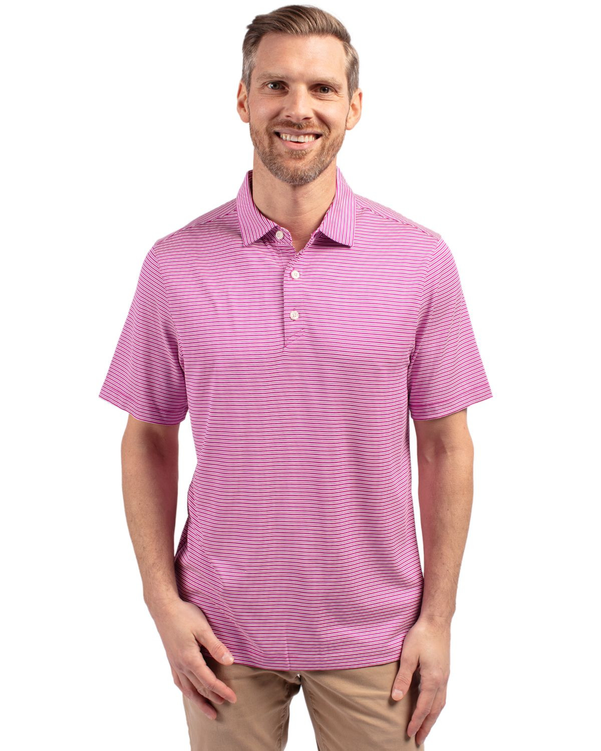 Cutter & Buck® Men's Forge Eco Double Stripe Stretch Recycled Polo Product Image
