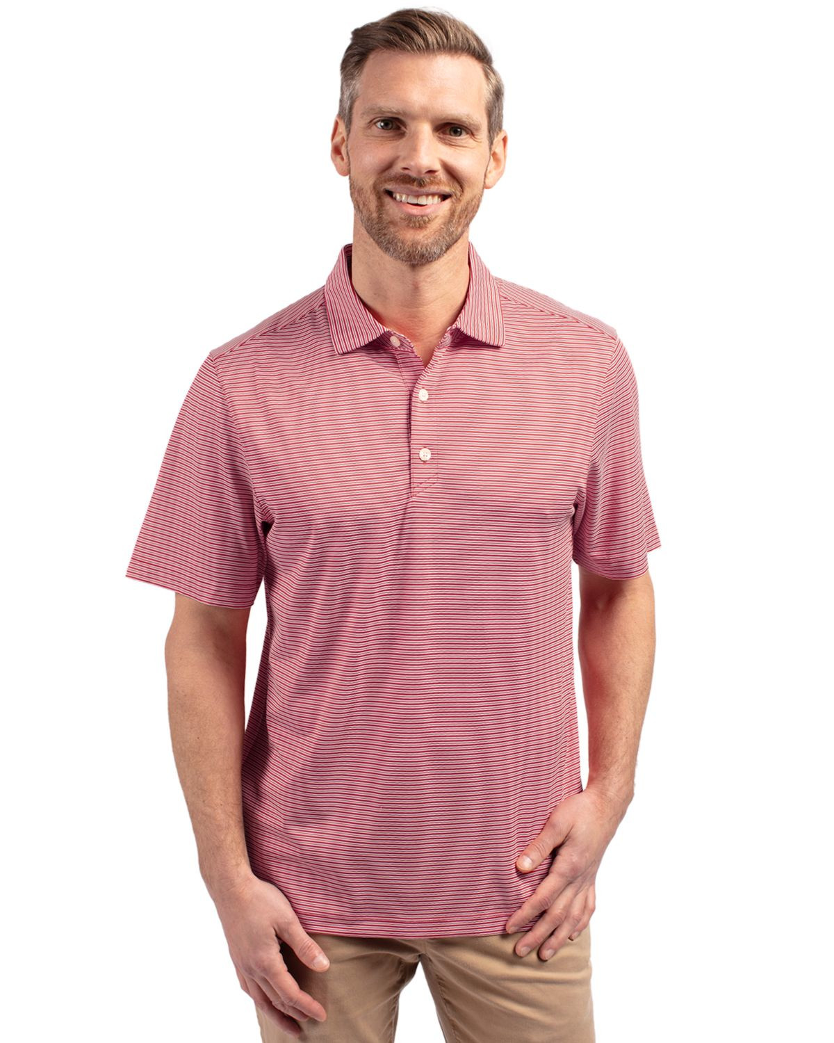 Cutter & Buck® Men's Forge Eco Double Stripe Stretch Recycled Polo Product Image