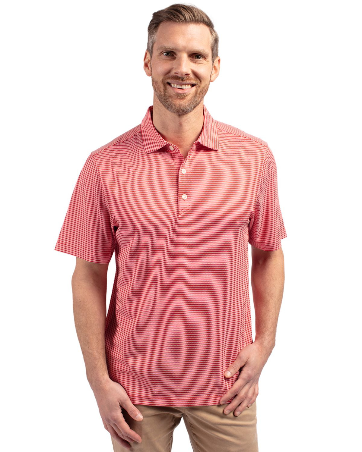 Cutter & Buck® Men's Forge Eco Double Stripe Stretch Recycled Polo Product Image